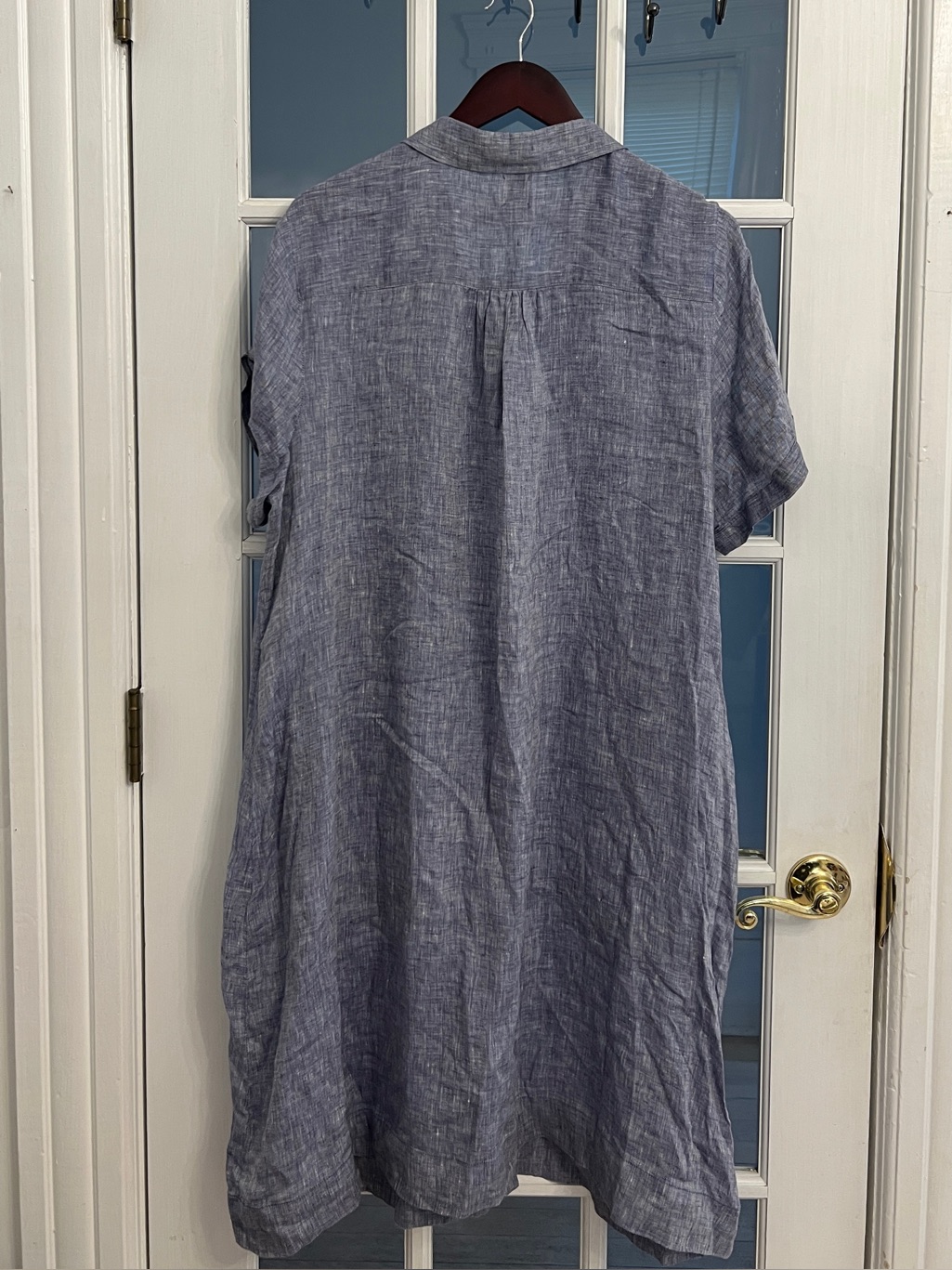 Nic+Zoe Women’s Indigo Blue Linen Button Front Collared Midi Shirt Dress Plus 1x — image 2 of 6